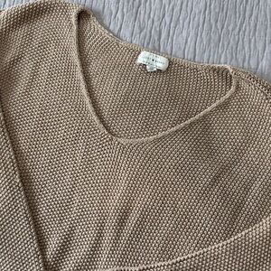 Lucky Brand Neutral Tan V-Neck Knit Sweater Slouchy Fit M beige cloud soft